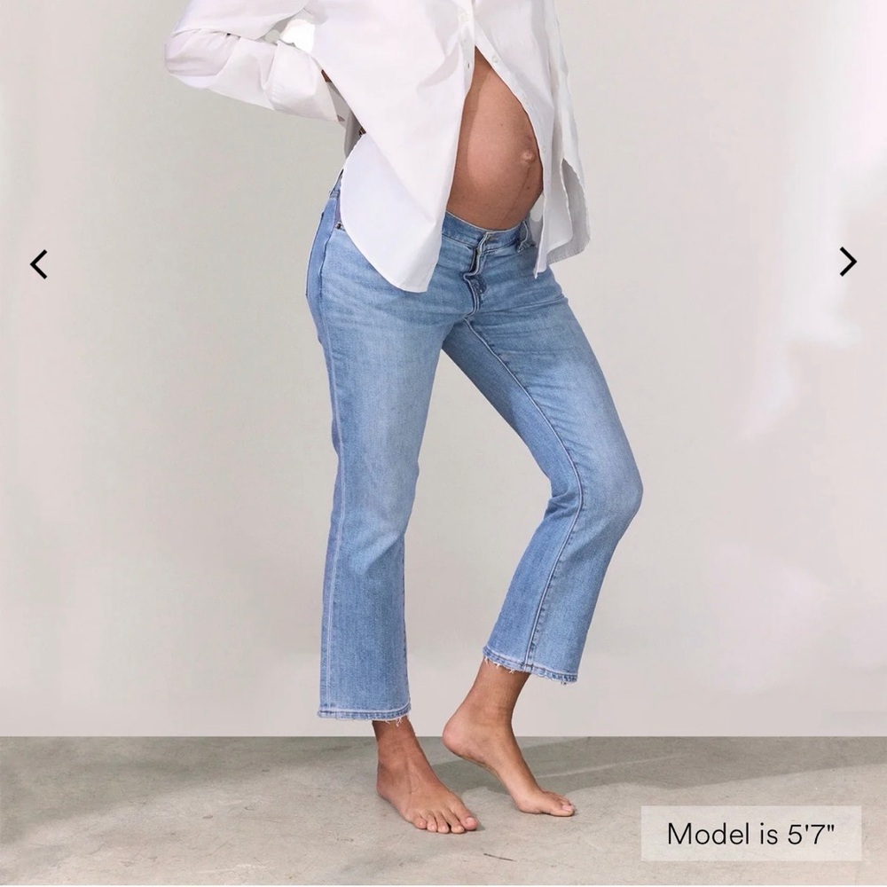 Hatch Collection “The Crop” maternity jeans, WHITE